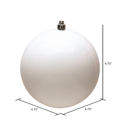 Vickerman 4.75" White Shiny Ball Ornament 4 per Bag