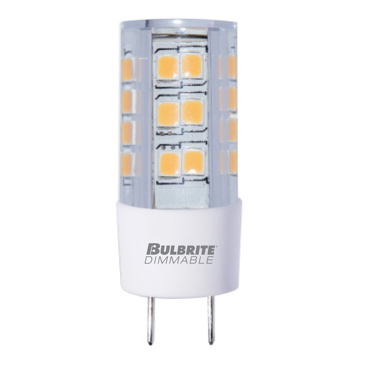 BULBRITE LED T4 BI-PIN (GY8) 4.5W DIMMABLE LIGHT BULB 3000K/SOFT WHITE 35W INCANDESCENT EQUIVALENT 2PK (770576)