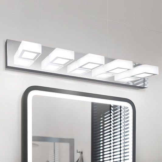 ASD Lighting LED Vanity 5-light 28W 120V with rotatable heads CCT Selectable 2700/3000/4000/5000/6000K Dimmable Chrome ETL
