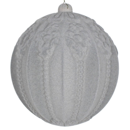 Vickerman 8" Silver Flocked Embossed Ball Ornament