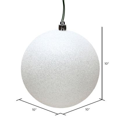 Vickerman 10" White Glitter Ball Ornament