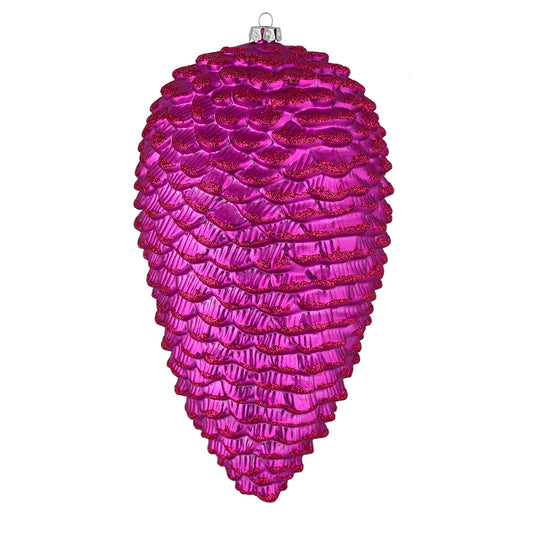 Vickerman 7" Fuchsia Matte Glitter Pinecone Christmas Ornament 4 per set