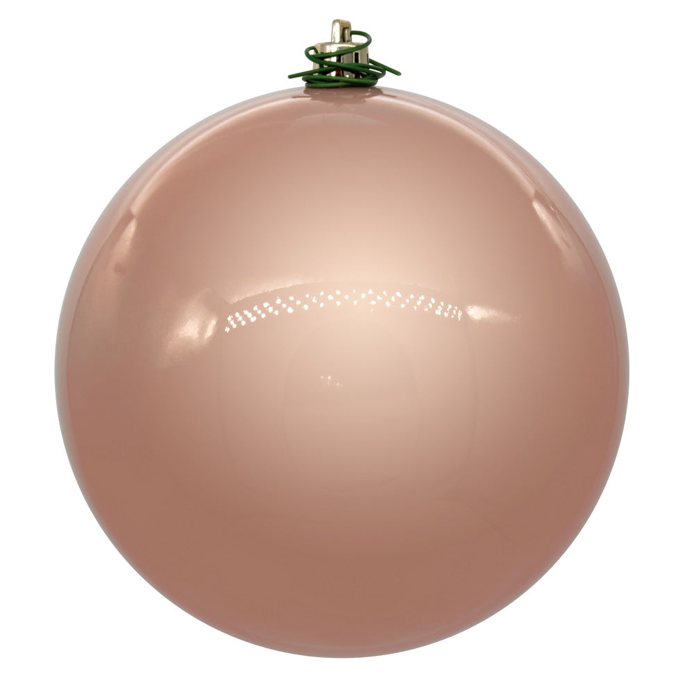 Vickerman 8" Rose Gold Pearl UV Drilled Ball Ornament 1 per bag.