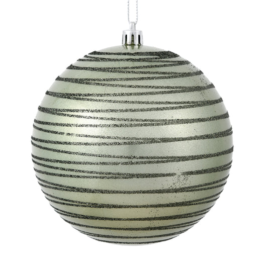 Vickerman 4" Wrought Iron Candy Finish Ball Ornament with Glitter Lines 4 per Bag