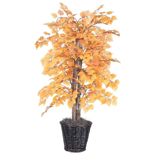 Vickerman 4' Artificial Golden Aspen Bush Rattan Basket.