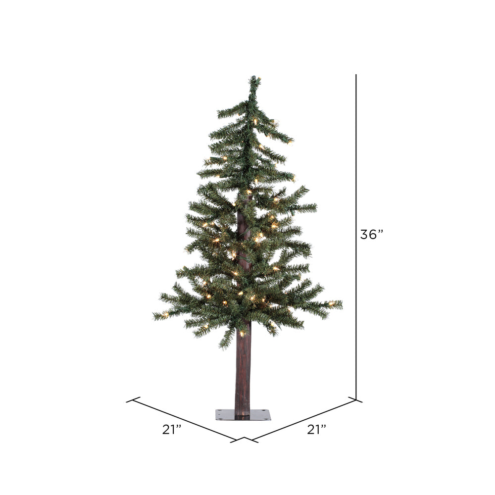 Vickerman 3' x 21" Natural Alpine Artificial Christmas Tree Warm White LED Lights.