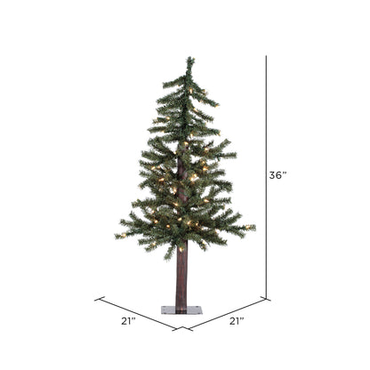 Vickerman 3' x 21" Natural Alpine Artificial Christmas Tree Warm White LED Lights.