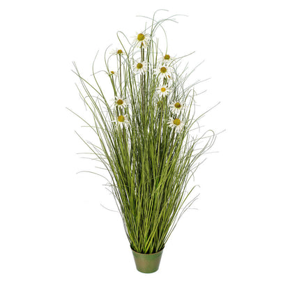 Vickerman 60" Artificial Potted Green Grass and Daisies.