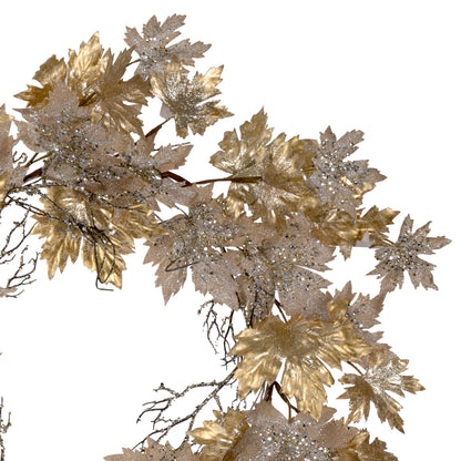 Vickerman 30" Champagne Maple Leaf Artificial Christmas Wreath Unlit