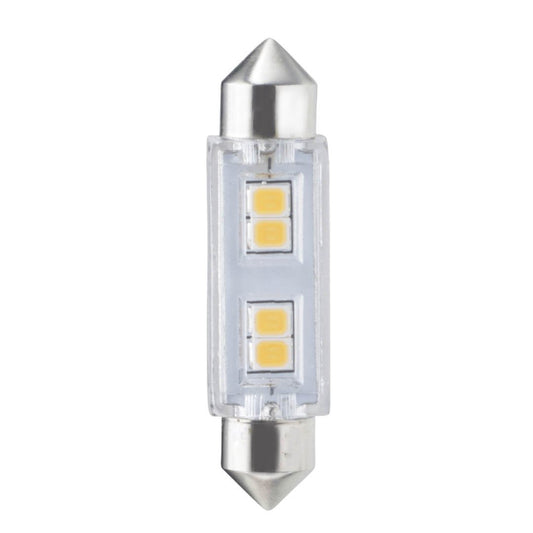 Bulbrite LED Mini T3 Non-Dimmable Festoon Base 24V Light Bulb 20 Watt Equivalent 2700K, Warm White, Clear