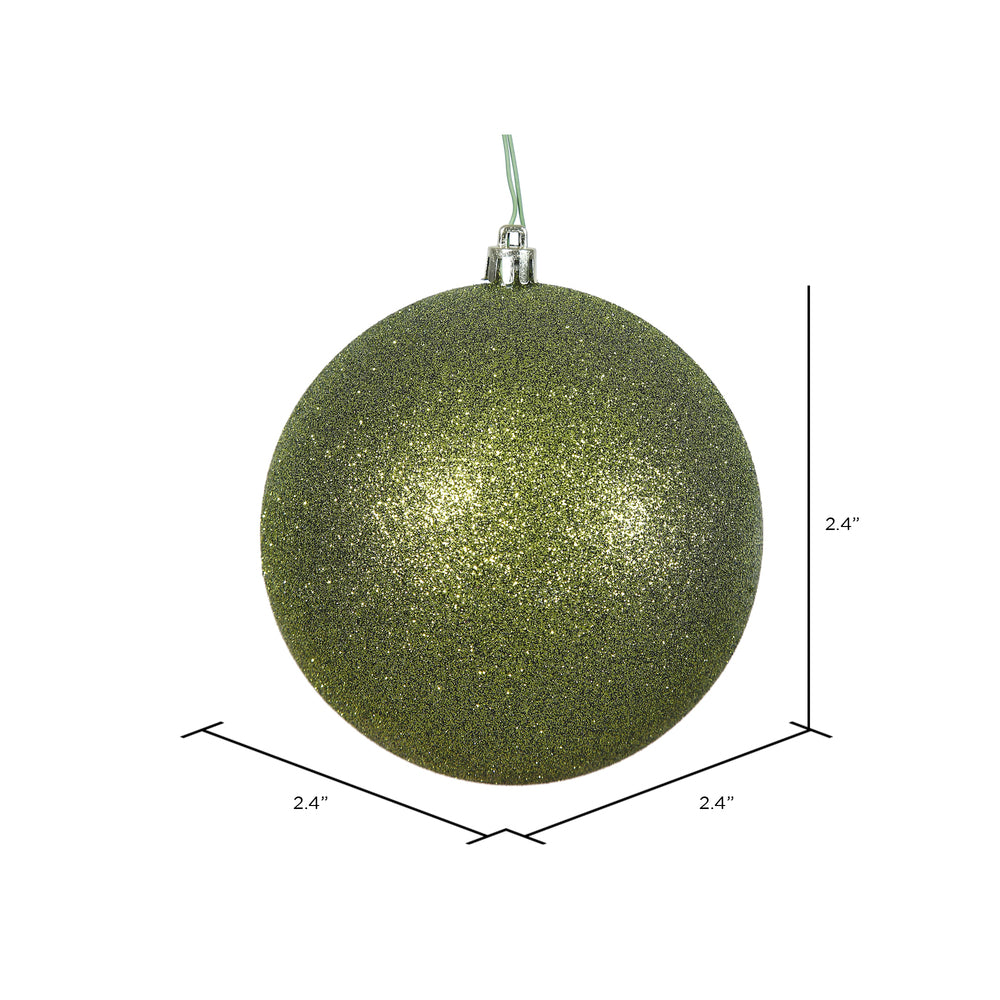 Vickerman 2.4" Olive Glitter Ball Ornament 24 per Bag