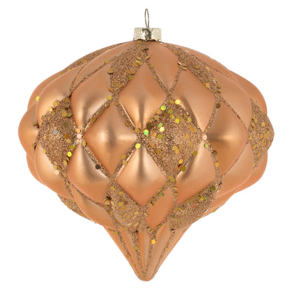 Vickerman 5.7" Sand Gold Matte/Glitter Diamond Onion Christmas Ornament