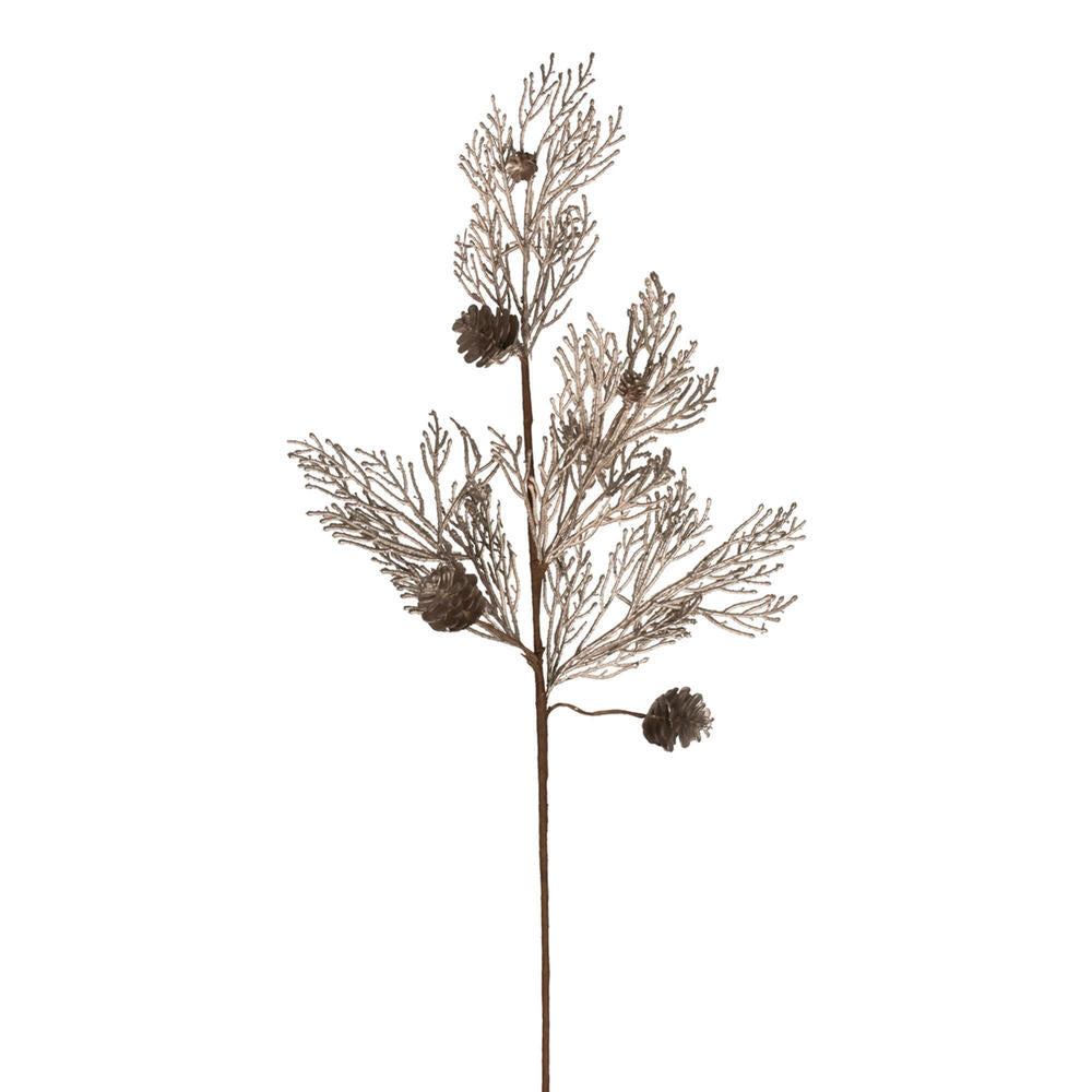 Vickerman 36" Champagne Glitter Pine Cone Artificial Christmas Spray. Includes 3 sprays per pack.