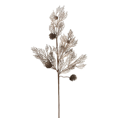 Vickerman 36" Champagne Glitter Pine Cone Artificial Christmas Spray. Includes 3 sprays per pack.