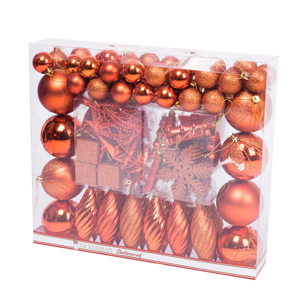 Vickerman Burnished Orange Ornament Set 125 per Box