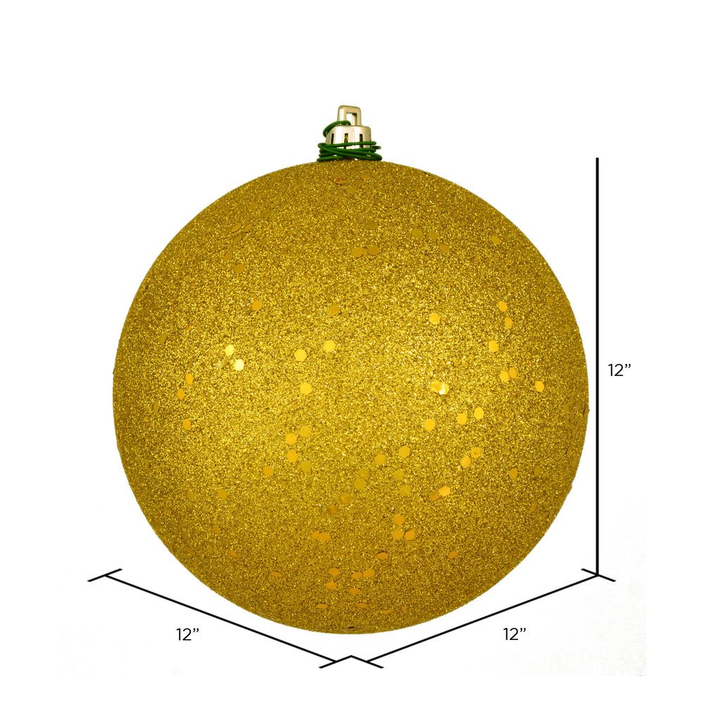 Vickerman 12" Medallion Gold Sequin Ball Ornament