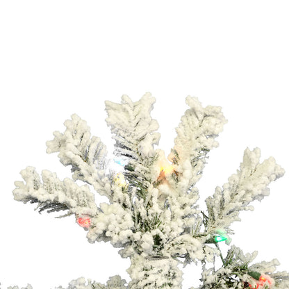 Vickerman 7.5' Flocked Pacific Artificial Christmas Tree Multi-Colored LED Lights