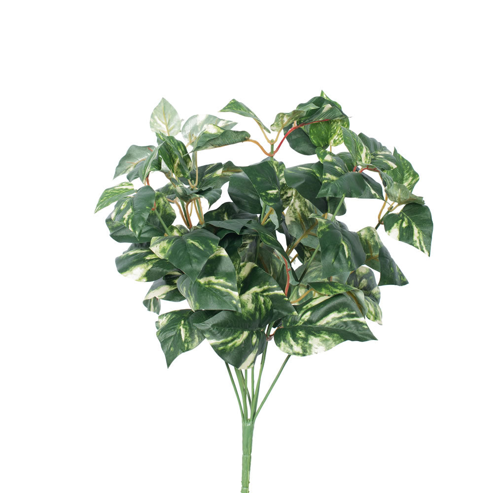Vickerman 17" Artificial Green And Cream Pothos Leaf Bush.