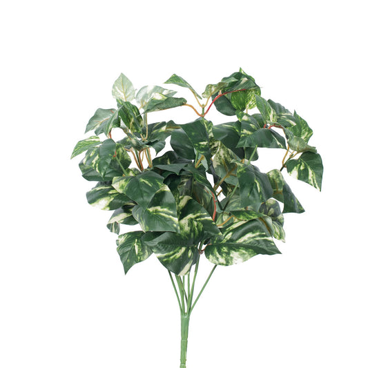 Vickerman 17" Artificial Green And Cream Pothos Leaf Bush.