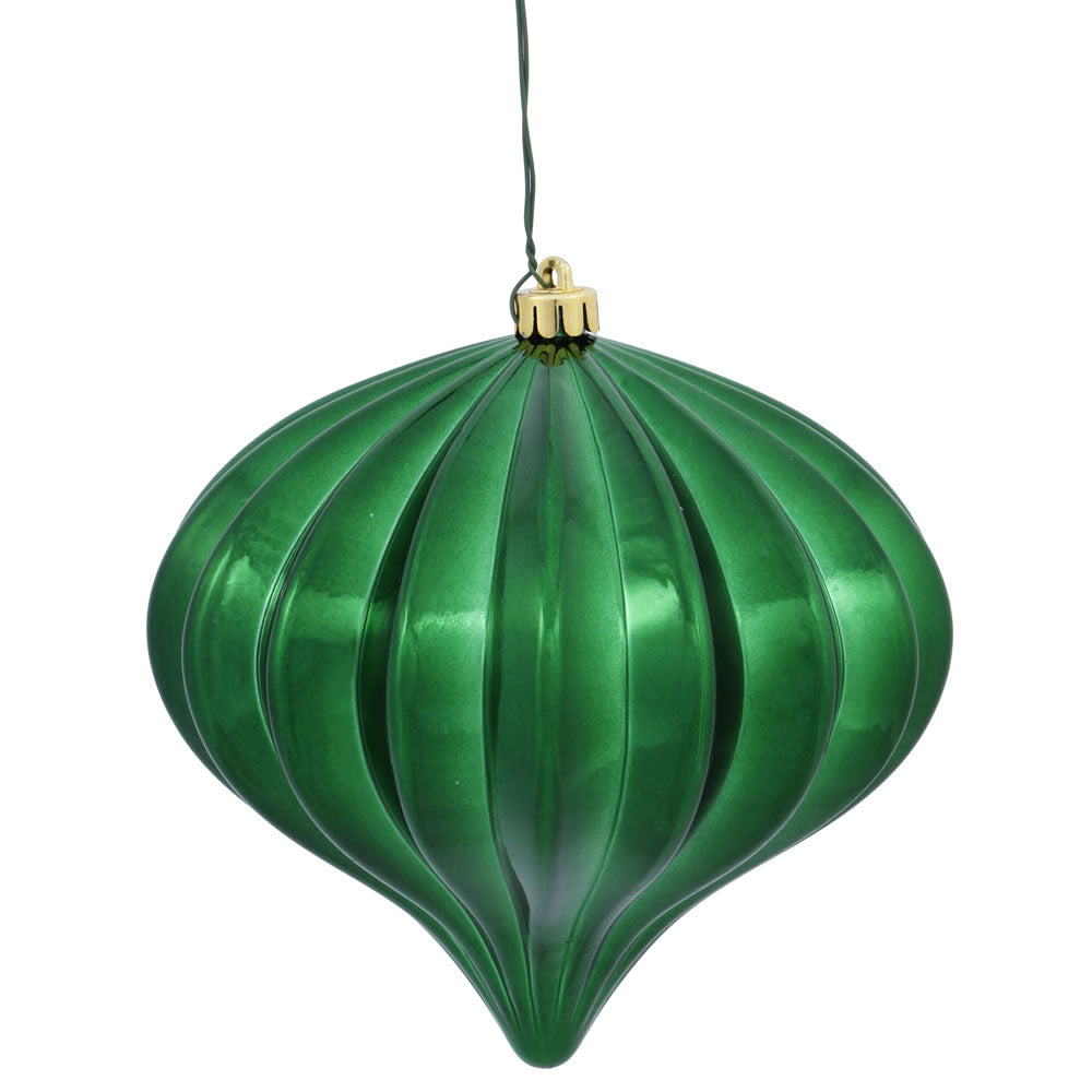 Vickerman 5.7" Green Shiny Onion Christmas Ornament UV treated Set of 3