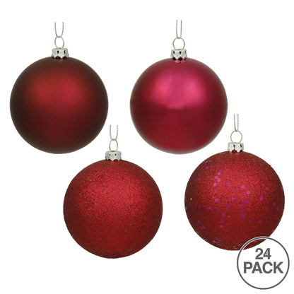 Vickerman 2.4" Wine 4-Finish Ball Ornament Assortment 24 per Box