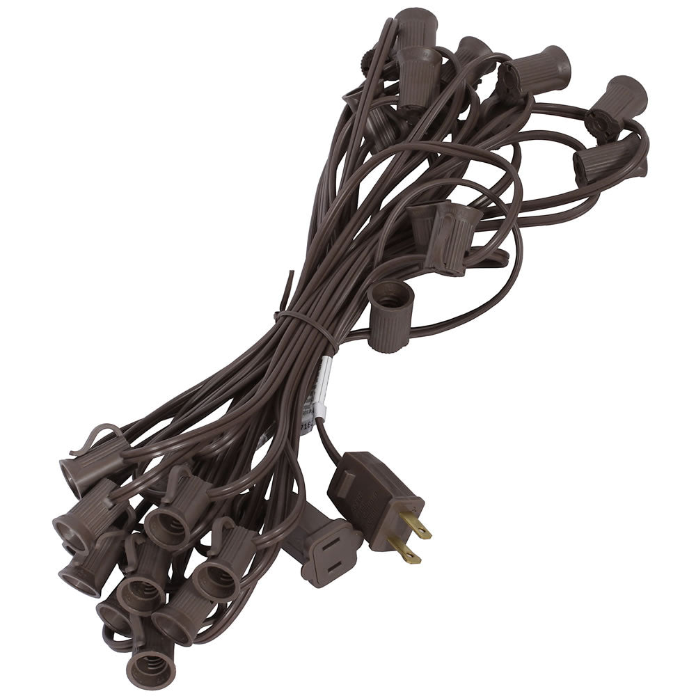 Vickerman 25' C9 Socket String with 25 C9 Sockets on 18 Gauge SPT1 Brown Wire