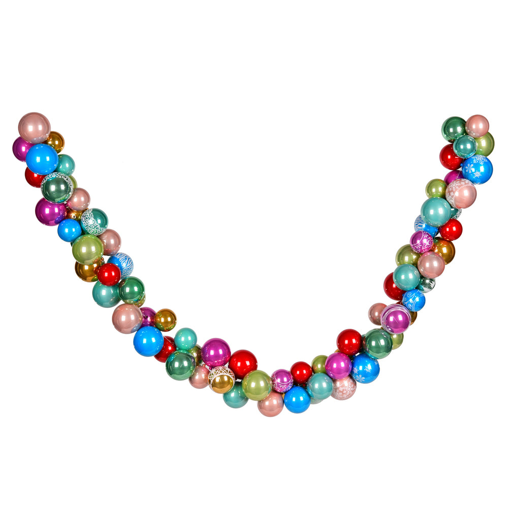 Vickerman 7' Pearlized Multi Assorted Ornament Garland