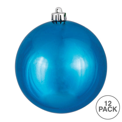Vickerman 3" Turquoise Shiny Ball Ornament 12 per Bag
