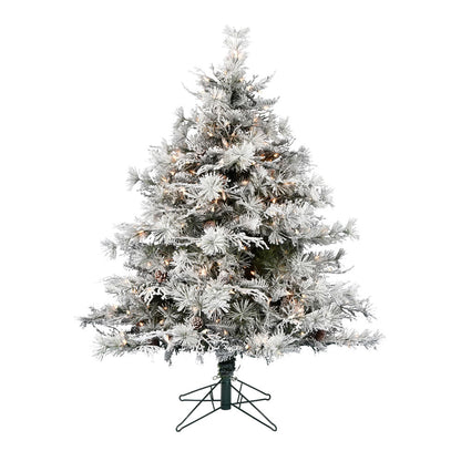 Vickerman 7.5' x 65" Flocked Cheshire Instant Connect Artificial Christmas Tree Clear Dura-Lit® Mini Lights