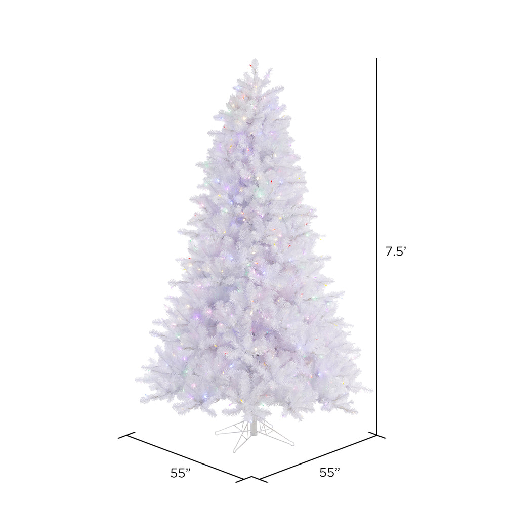 Vickerman 7.5' Crystal White Pine Artificial Christmas Tree Multi-Colored LED Lights