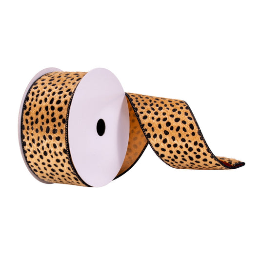 Vickerman 2.5" x 10 Yards Tan Cheetah Ribbon