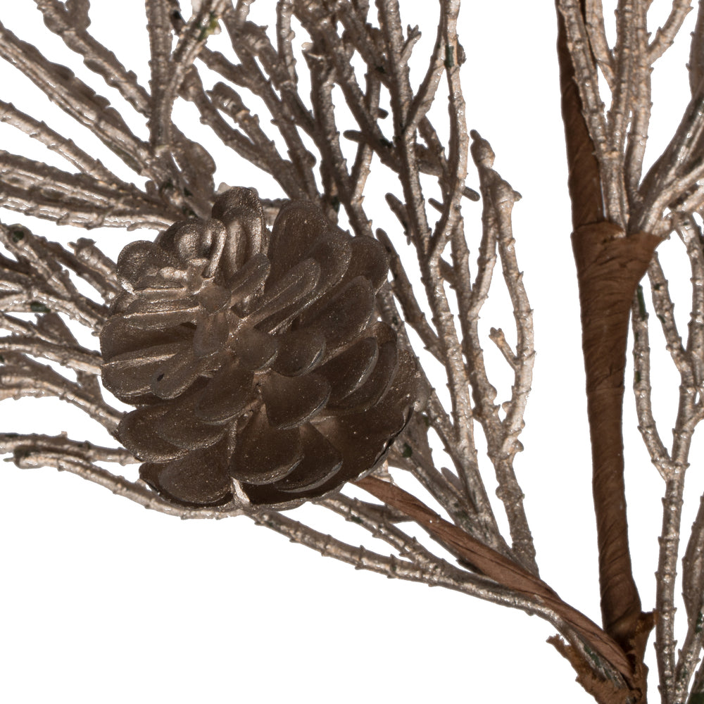Vickerman 36" Champagne Glitter Pine Cone Artificial Christmas Spray. Includes 3 sprays per pack.