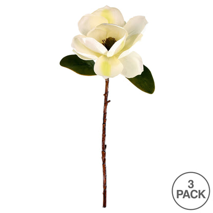 Vickerman 20" Artificial White Single Magnolia Set of 3