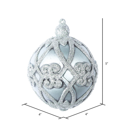 Vickerman 5" Limestone Antique Filigree Pattern Ball Ornament 3 per Bag