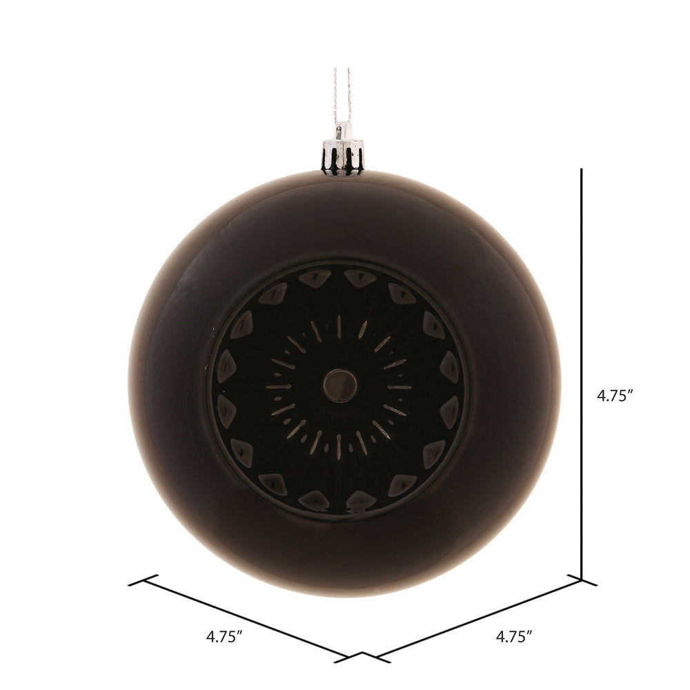 Vickerman 4.75" Black Shiny Star Brite Ball Ornament 4 per Bag.