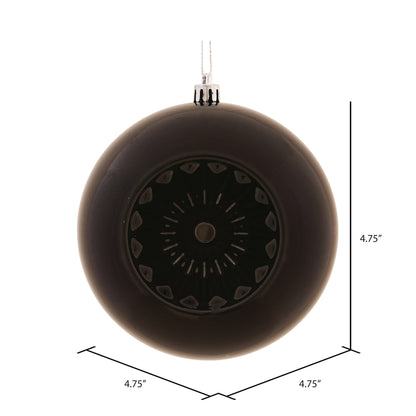 Vickerman 4.75" Black Shiny Star Brite Ball Ornament 4 per Bag.