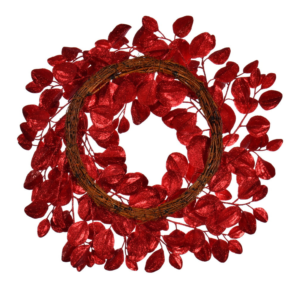 Vickerman 24" Red Artificial Dogwood Glitter Wreath.