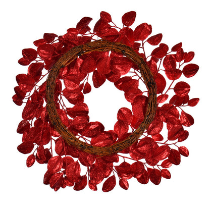 Vickerman 24" Red Artificial Dogwood Glitter Wreath.