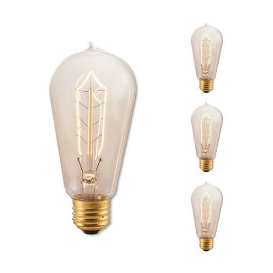 Bulbrite Pack of (4) 40 Watt Dimmable Antique ST18 Nostalgic Hairpin Incandescent Light Bulbs with Medium (E26) Base, 2200K Amber Light