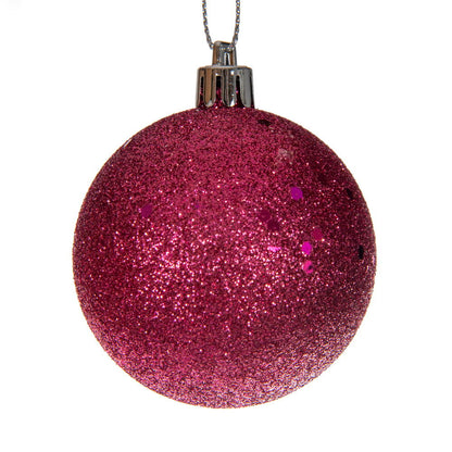 Vickerman 2.4" (60mm) Hot Pink 4-Finish Ball Ornament Set 24 per box.