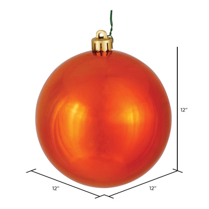 Vickerman 12" Burnished Orange Shiny Ball Ornament