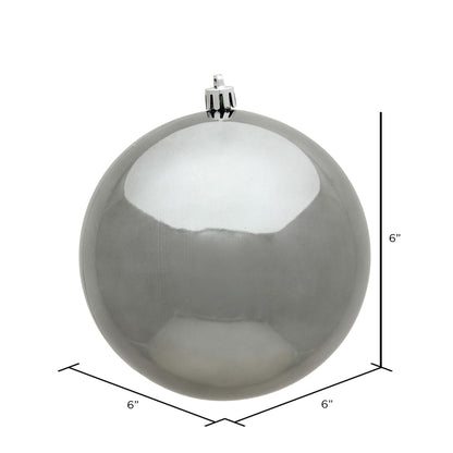 Vickerman 6" Pewter Shiny Ball Ornament 4 per Bag