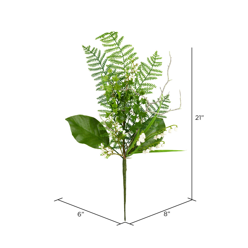 Vickerman 21" Artificial White Mini Flower Green Spray. Includes 4 sprays per pack.