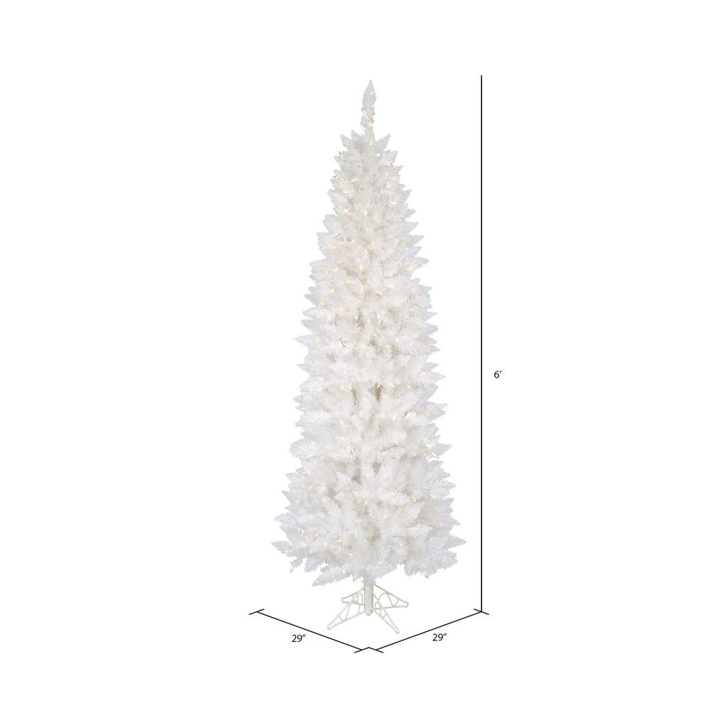 Vickerman 6' Sparkle White Spruce Pencil Artificial Christmas Tree Clear Dura-lit Incandescent Lights