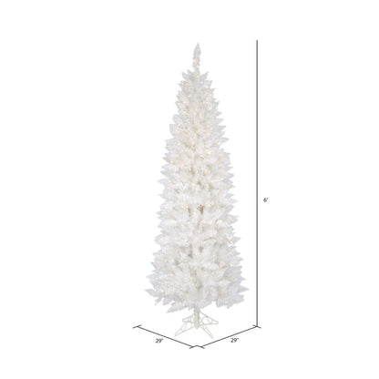 Vickerman 6' Sparkle White Spruce Pencil Artificial Christmas Tree Clear Dura-lit Incandescent Lights