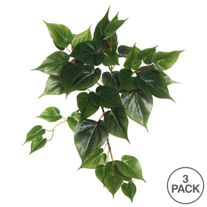Vickerman 18" Artificial Green Pothos Hanging Bush3/pk