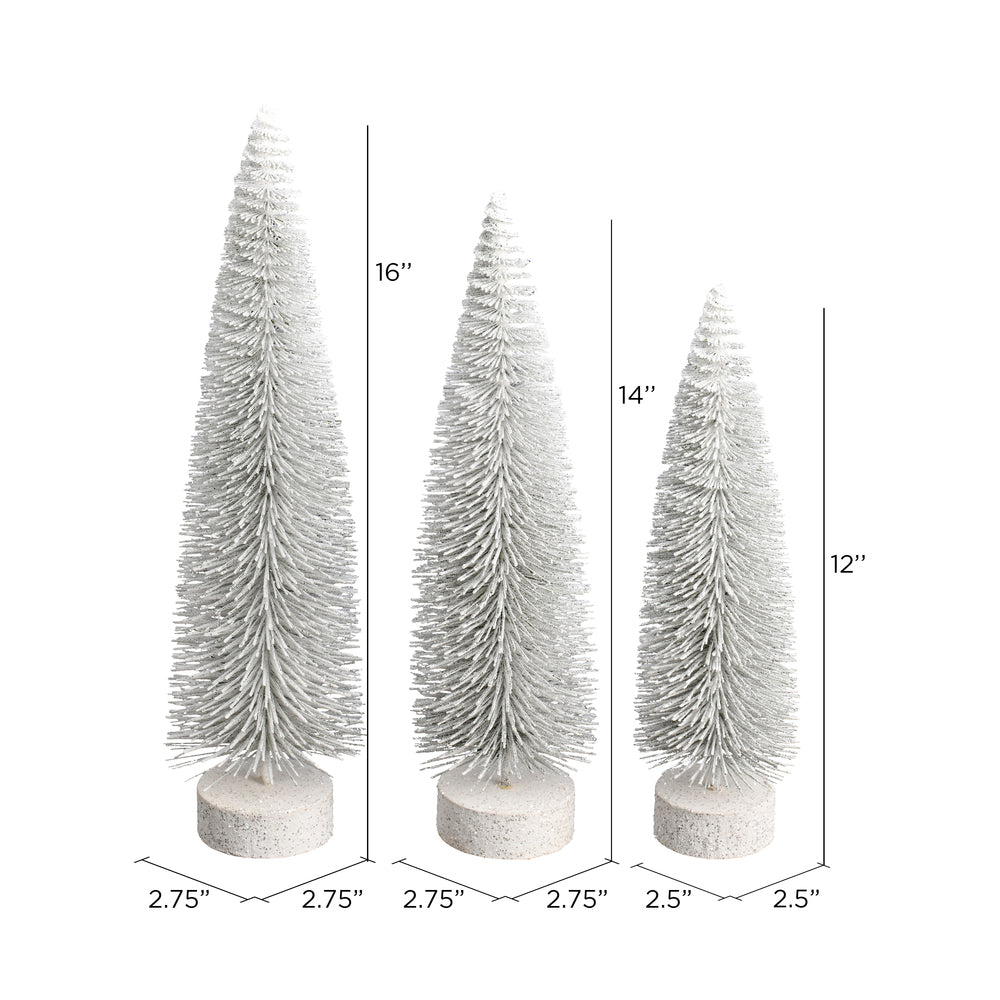 Vickerman 12"-14"-16" White Oval Pine Artificial Christmas Tree Set of 3
