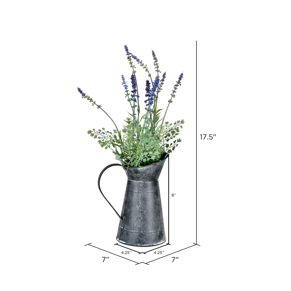 Vickerman 17.5" Artificial Lavender in Galvanized Pot.