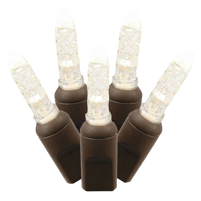 Vickerman 70 Warm White M5 LED Single Mold Icicle Light on Brown Wire 9' Christmas Light Strand