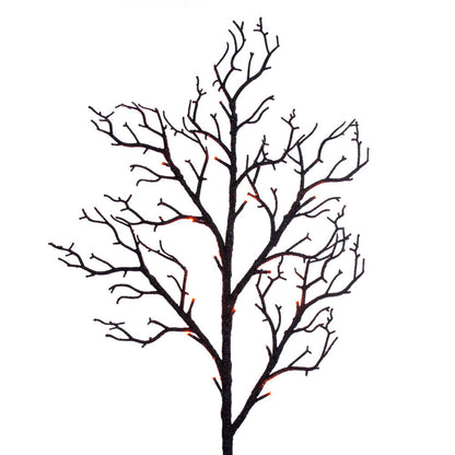 Vickerman 6' Black Twig Tree 96 Purple/Orange Lights.